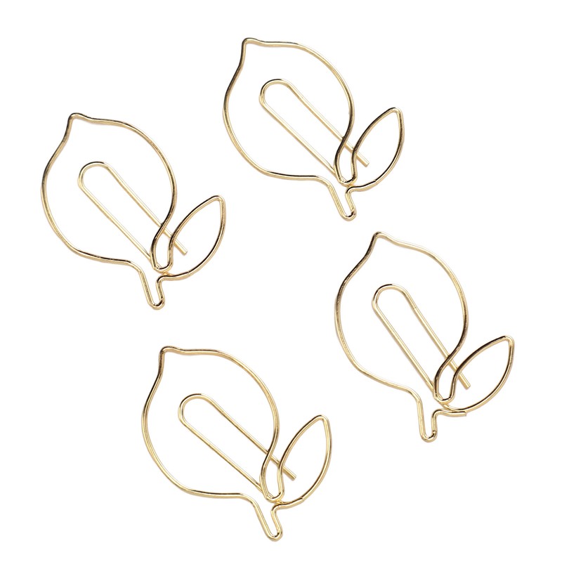 100 Pcs Paper Clip Gold Cute Lemon Shaped Bookmark Clips