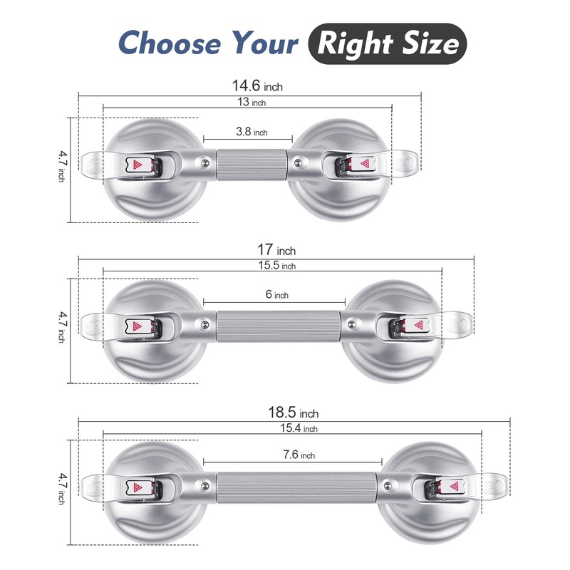 Grab Bars for Bathtubs and Showers, 17-inch Upgraded Safety Suction