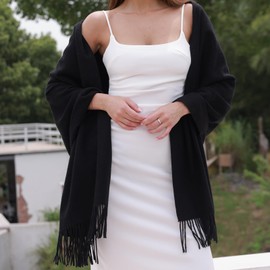 SWAT PANY Womens Winter Scarf black Pashmina Shawls and Wraps for Evening Dresses Shawl Wraps for Women Warm Shawls for Women Wedding