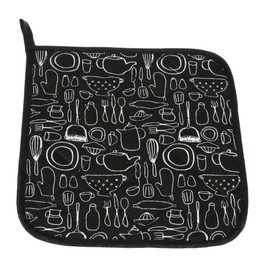 Lifaith 100% Cotton Kitchen Everyday Basic Pot holder Heat Resistant Coaster Potholder for Cooking and Baking 20cmx20cm Set Of 3 Black