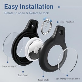 Tandoler Airtag 4 Pack IPX8 Waterproof Protective Case, Full Body Scratch-Proof and Shock-Proof Keychain, Airtag Accessories for GPS Item Finder Tracker