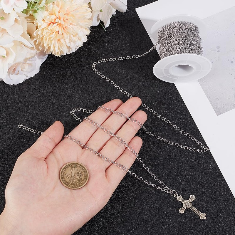 UNICRAFTALE 10m アクセサリ用チェーン ネックレスチェーン 304ステンレススチールチェーン 3mm太め コリアナチェーン ユニセック チェーンネックレス アクセサリーパーツ