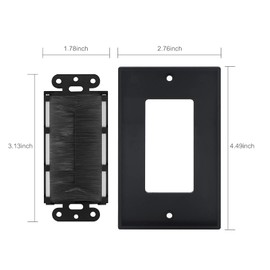 LEENUE Brush Wall Plate, 5 Pack Single Gang Wall Plate Cable Pass Through for Low Voltage Wires, Cord Hider for Wall Mount TV, Black