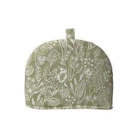 Handmade Countryside Print Stag Fox Rabbit Sage Green Tea Cosy