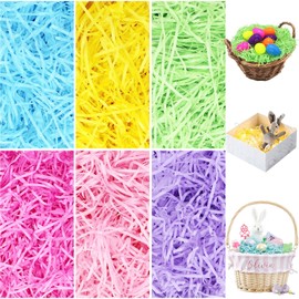 Pseutio 10.5 Oz (300g) Easter Grass Basket Filler Recyclable Shred Paper Tissue Raffia for Gift Wrapping, Basket Filling, Party Decoration, Basket Grass Stuffers