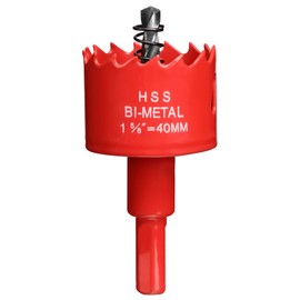 Hole Saw 40 mm, Bi-Metal Cutting Depth HSS M 42 Hole Cutter for Cutting Wood, Plastic, Drywall, Plasterboard and Soft Metal Sheet
