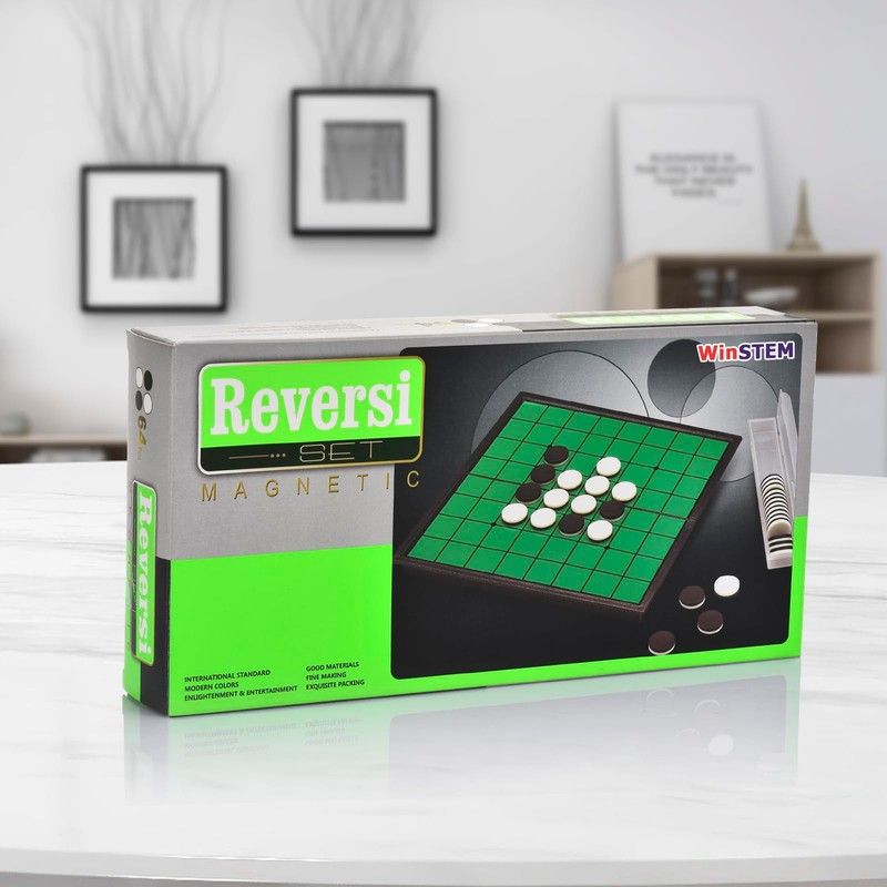 WinSTEM Magnetic Reversi Board Game Set 9.76" with Folding Board