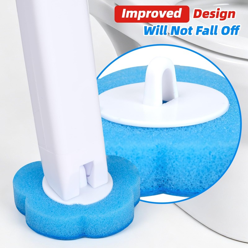2 Pack Disposable Toilet Brush with 54 Refills, Toilet Bowl