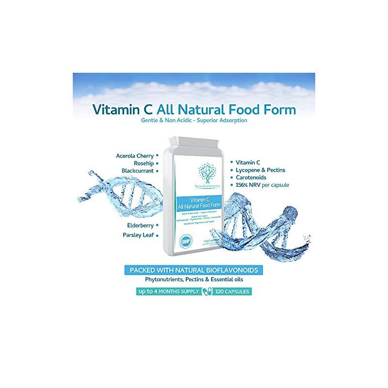 Natural Vitamin C 120 Capsules – Optimum Absorption All-Natural Food