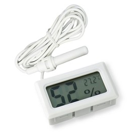 ARCELI 2-in-1 Digital LCD Embedded Thermometer Hygrometer with External for Reptile Incubator Aquarium Poultry - White