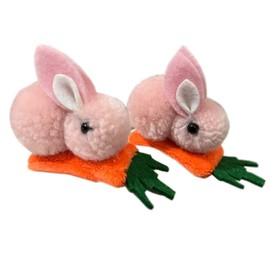 Easter Rabbit Hair Clip Hair Pins with Carrot, Plush Cartoon Rabbit Hair Clip Hair Accessories 2 Pack TSFJ33 (Pink)