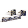Unique Cufflinks and Tie Clip set, recycled circuit board jewelry