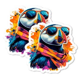 Puffin Magnet 4 Inch 2-Pack Sea Parrot – Strong Vinyl Decorative Animal Magnets for Fridge Locker Kitchen Office – Cute Fun Aesthetic Cool Durable & Long-Lasting Souvenir ID44999