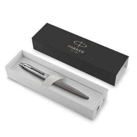 PARKER Jotter XL Ballpoint Pen, Chrome Trim, Medium Point, Blue Ink, Gift Box, Alexandra Matte Grey