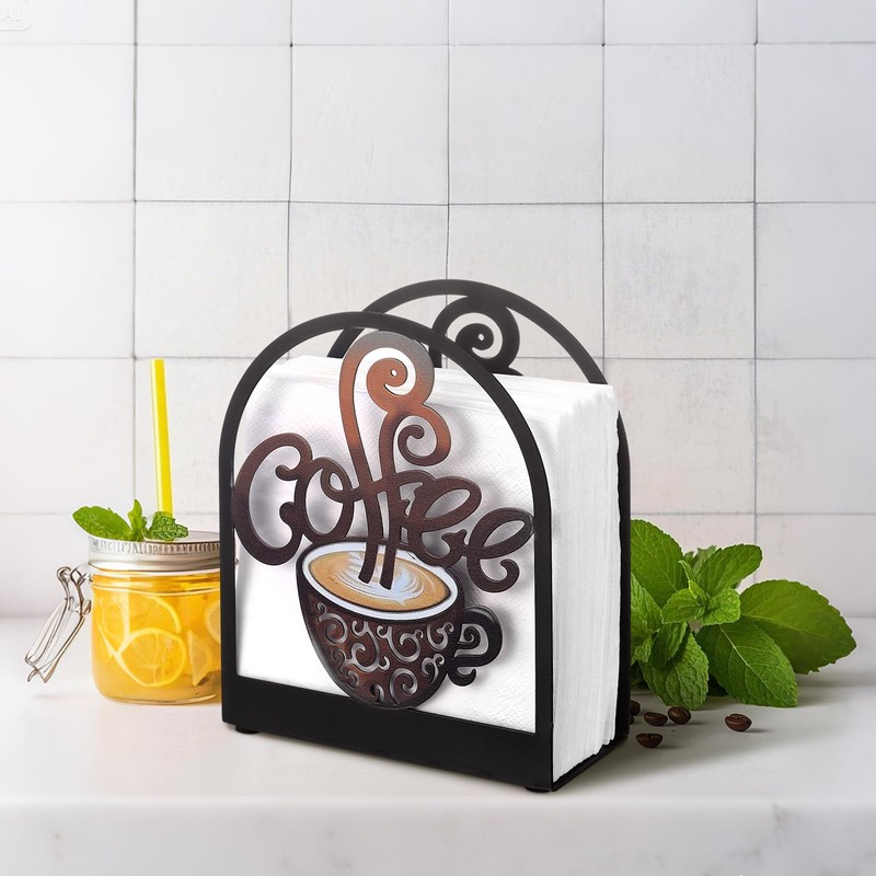 Cinnvoice Coffee Metal Napkin Holder Kitchen Decorative Paper Towel Stand