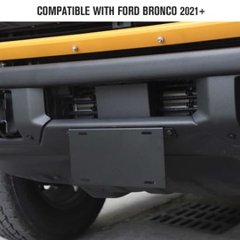 Jimen for Bronco License Plate Holder, Front License Plate Frame Mount Bracket Compatible with Ford Bronco 2021-2023
