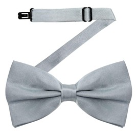 MDSTYLE Bow Ties for Men Pre-Tied Adjustable - Classic Men's Bow Tie - Tuxedo Wedding Formal Bowtie Solid Color Bowties (Silver)