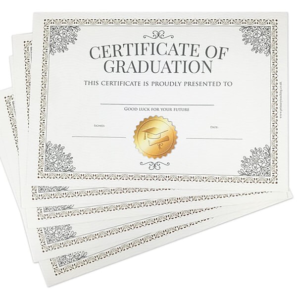 20 Certificate Of Graduation For Leavers Children School Praise Teachers