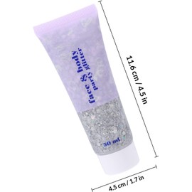 Gel Brillantina Corporal 50ml de Gel y Lentejuelas Plata Efecto Decorativo para Maquillaje, Materiales Seguros y Saludables, Uso Fácil, para Uñas y Pecho