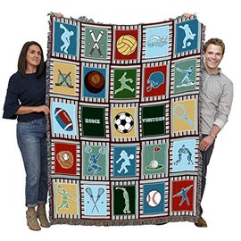 Sports Quilt - Blanket Throw Woven from Cotton - Made in The USA (72x54)