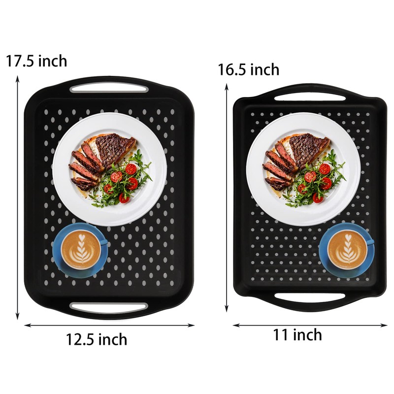 TOPZEA 2 Pack Non Slip Serving Trays with Handle, Plastic