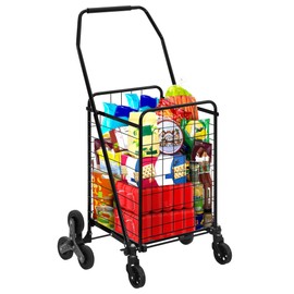 DWVO Folding Stair Climber Shopping Cart, Tri-Wheel Design & 360° Swivel Wheels, Ideal Heavy Duty Utility Cart for Shopping, Laundry, Travel & Stairs for Seniors