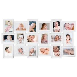 HELLO LAURA - Collage Picture Frames for Wall 18 Photo Collage Frame in 4x6 Inch Elegant Family Picture Frames Collage Wall Decor Display Multiple Photos for Home - Vintage White
