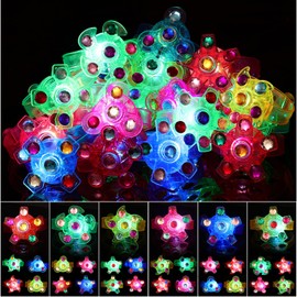 Makorobi 24Pcs LED Light Up Spinner Bracelets, Glow in The Dark Fidget Party Favors for Kids, Birthday Goodie Bags Stuffers, Treasure Box Toys for Classroom, Light Up Party Supplies