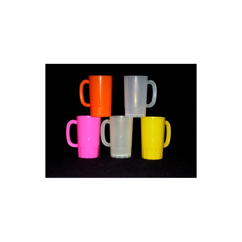 Large Plastic Beer Mugs, 32 Oz, Pack 8, Color Multi.
