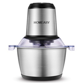 HOMEASY Meat Grinder Electric, Food Processor 2L Stainless Steel Meat Blender Food Chopper for Meat, Vegetables, Fruits and Nuts with 4 Sharp Blades, 350W, 8 Cups