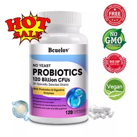 Bcuelov Probiotics 120 Billion CFU Capsules - Digestion Health And Intestinal Support