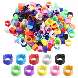 BOHUIZ 200Pcs 8mm Bird Leg Rings, 10 Colors Bird Identification Leg Bands Clip On Leg Rings for Chicks, Bantam Finch, Dove, and Small Birds Poultry Tags