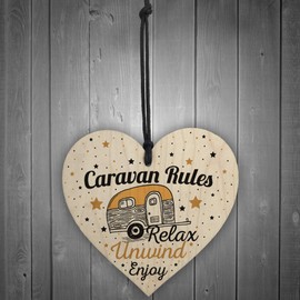 RED OCEAN Hanging Funny Caravan Rules Sign Novelty Plaque Welcome Sign Retirement Friend Gift