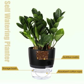 Vanavazon 6 Inch Self Watering Planter Pots for Indoor Plants 3 Pack African Violet Pots