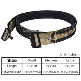 IDOGEAR 2 Inch Tactical Belt Combat Quick Release Buckle Rigger Belt Military Style Molle Durable Belt System 2 Inch Outer Belt and 1.75 Inner Belt Set, Camouflage