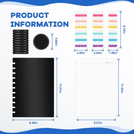 MOSA BEAR Discbound Notebook, 8-Disc Disbound Planner with Removable Pages, 180 Pages Spiral Notebook, Poly Cover Discbound Planner for Work, Travel, Note Taking(With Index Sticker),Black, A4