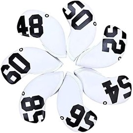 Golf Headcover Iron Cover Wedge Cover with Number Tag Neoprene Elastic 1 Piece with Number Tag Waterproof (White 54°)