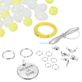 sourcing map Wristlet Keychain, Acrylic Beaded Key Ring Car Keychain Cute Bangle Chains Accessories for Women, Yellow