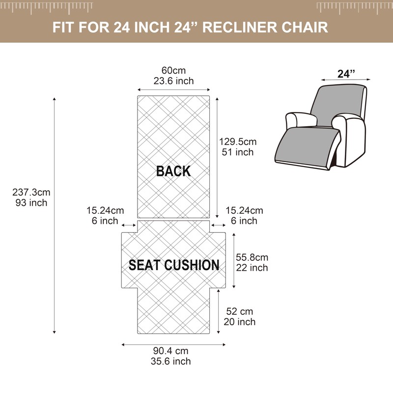 Genina Waterproof Recliner Chair Cover - 100% Protection! Non-Slip, Washable