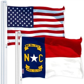 UD_G128 Combo Pack: USA American Flag 3x5 Ft 150D Printed Stars & North Carolina State Flag 3x5 Ft 150D Printed