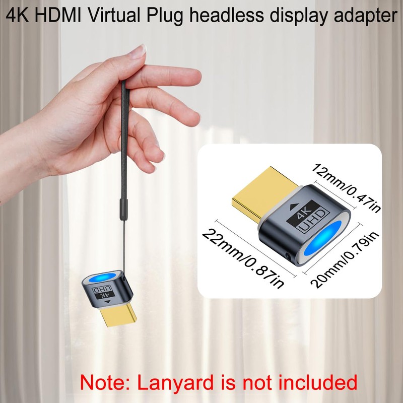 QIANRENON HDMI Headless Display Virtual Dummy Plug HDMI Screenless Remote