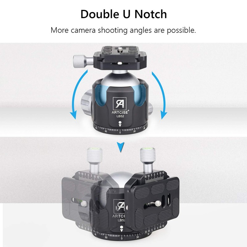 52mm Low Profile Ball Head Tripod Mount Ball Head ARTCISE