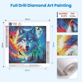 Lxmsja Diamond Art Wolf Kits Adults Beginners, 5D Aurora Diamond Painting Wolf Kits for Adults, DIY Full Drill Wolf Diamond Painting Embroidery Crystal Gem Art Kits Adults for Home Decor 30x40cm