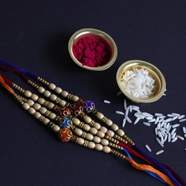 Handicraft Storerom presents Traditional Designer Rakhi for Brother on Raksha Bandhan gifting(Set of 5 valvate round Rakhi)