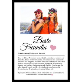 SCHILDER HIMMEL Freundschaft Holz-Poster mit Wunschbild/Name | Beste Freundin Geschenk | Wandbilder | Geburtstag | Wanddeko Dekortion | Liebe Herz | Geschenk für die Liebsten