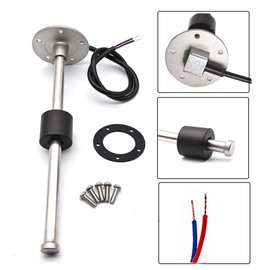 Fuel Level Indicator with Fuel Level Sensor, 0-190 Ohm Fuel Level Meter, Red Backlight and Fuel Water Level Sensor for Car, Boat, RV (375mm)