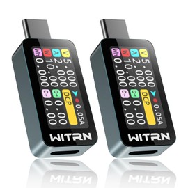 Heemol 2pcs 4-36V USB Tester Meter 10A Digital Current Meter PD Power Meter USB C Meter Ammeter Colour IPS LCD Multimeter Voltmeter Power Meter