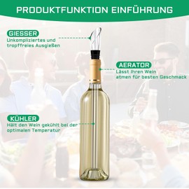 7 en 1 - Enfriador de vino (2 unidades, acero inoxidable, incluye 2 varillas, vertedor, cortador de láminas, tapón de botella), Klein, CF10085
