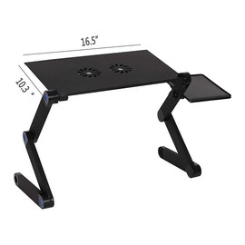 Heemab Ergonomic Portable Foldable Laptop Stand with Cooling Fans, Adjustable Height and Angle for Comfort, Black