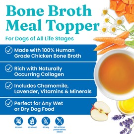 Solid Gold Chicken Bone Broth for Dogs - Grain Free Dog Food Topper Rich in Collagen and Superfoods - Nutrient Dense Dog Gravy Topper for Dry Food - Promotes Gut Health and Hydration - 12 Pack